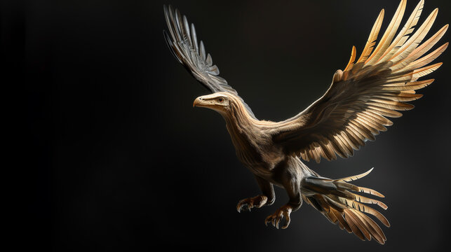 Archaeopteryx dinosaur on black background