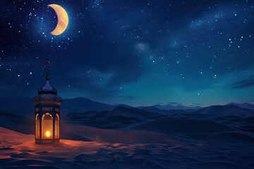 Naklejka premium A realistic radiant glowing background of ramadan kareem