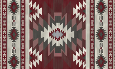 Native American tribal fabric pattern, geometric pattern, Aztec tribal textile, Navajo pattern, Mexican fabric seamless pattern. - obrazy, fototapety, plakaty