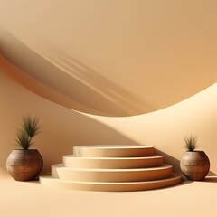 Podium on sand background natural desert display scene background for cosmetic perfume 