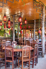 Table and chairs in a Chinese restaurant