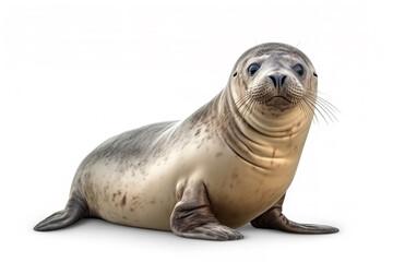 Naklejka premium Image of caspian seal on white background, Mammals, Wildlife Animals. Illustration, Generative AI.