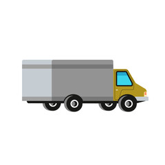 truck with a gray cab. Back side view. Vector illustration on a white background. Cargo transportation concept.