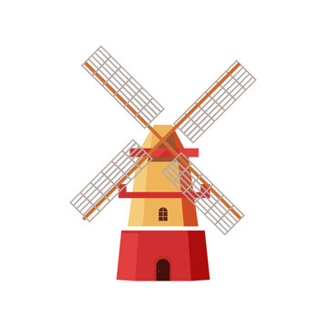 Vector illustration vintage mill on white background.