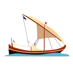 sailboat color icon in flat style. boat vector illustration.
