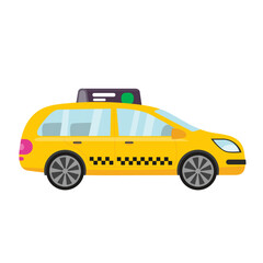Yellow taxi car. Flat vector illustration