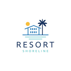 Villa Logo. Resort Beach Logo Design Template Vector Illustration