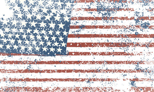 Grunge American flag background  National Day holiday poster vector design.