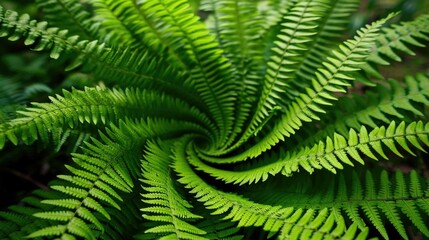 A lush fern plant with vibrant green leaves. Generative AI.