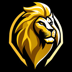 lion head logo design Golden color 