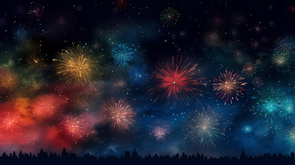 Beautiful creative holiday background with fireworks and sparkles