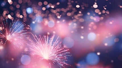 A New Year's Eve celebration with bokeh lights and fireworks , New Year's Eve, bokeh lights, fireworks - obrazy, fototapety, plakaty