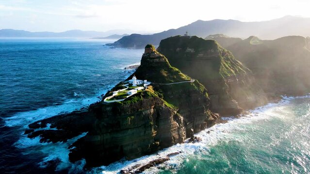 Bitoujiao Lighthouse at the Northeast coast of Taiwan (New Taipei City and Yilan) National Scenic Area.