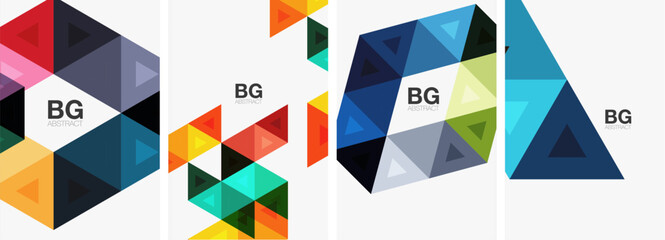 Bright colorful triangle geometric posters