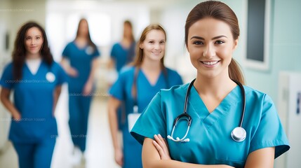 A nurse in a hospital looking at the camera with confidence , nurse, hospital, confidence