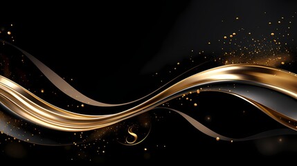 Black luxury corporate background with golden wavy lines