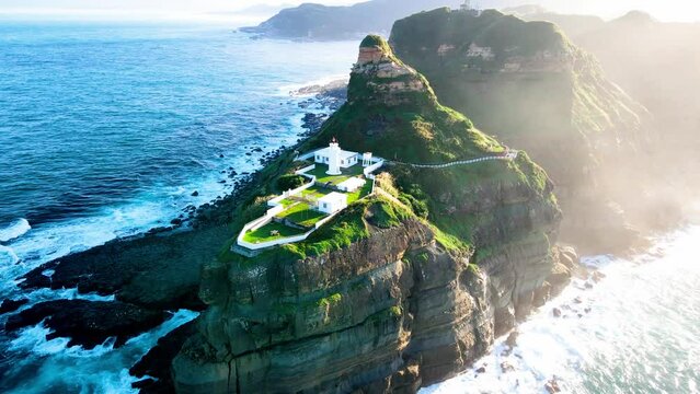 Bitoujiao Lighthouse at the Northeast coast of Taiwan (New Taipei City and Yilan) National Scenic Area.