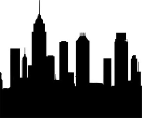 Obraz premium Skyline silhouette, City Buildings silhouette background illustration