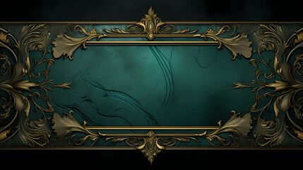 vintage luxury rectangle banner with emerald green and gold design decorative ornate element 