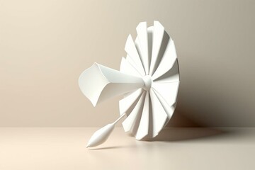 3D illustration of a white dart on a plain background. Generative AI