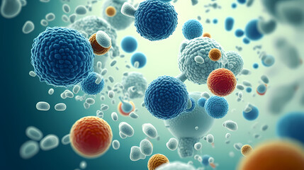 Virus cells abstract science concept, medical research background