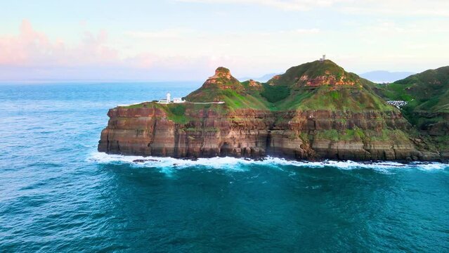 Bitoujiao Lighthouse at the Northeast coast of Taiwan (New Taipei City and Yilan) National Scenic Area.