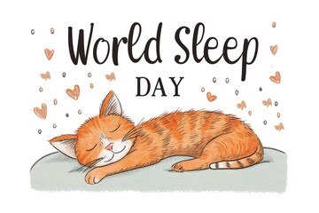 a cat sleep in world sleep day concept. generative ai