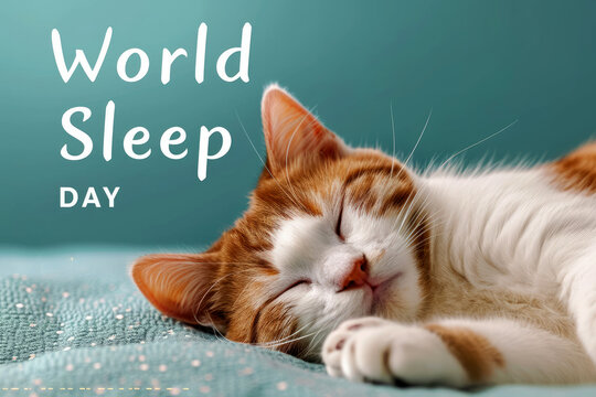 a cat sleep in world sleep day concept. generative ai