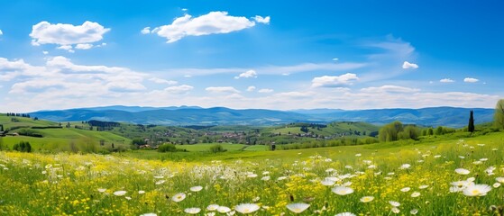 Fototapeta premium landscape with meadow and sky