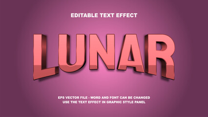 Editable Text Effect Lunar 3D Vector Template
