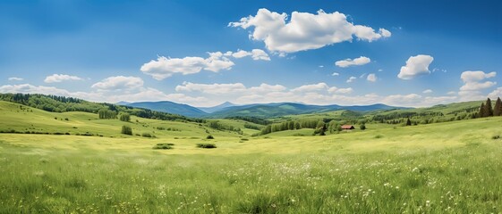 Naklejka premium landscape with meadow and sky