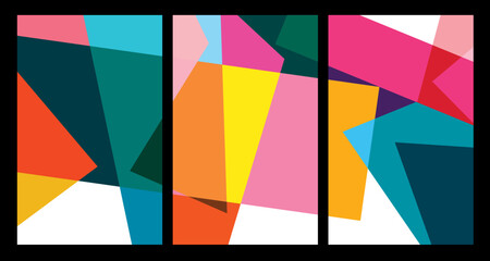 Obraz premium Vector colorful abstract geometric poster for summer 2024