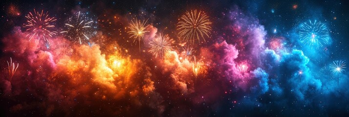 Obraz na płótnie Canvas Abstract Colorful Firework Background New Year, Background HD, Illustrations