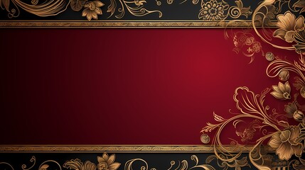 background with golden frame on red background