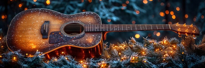 Acoustic Guitar Lighted Garland, Background HD, Illustrations
