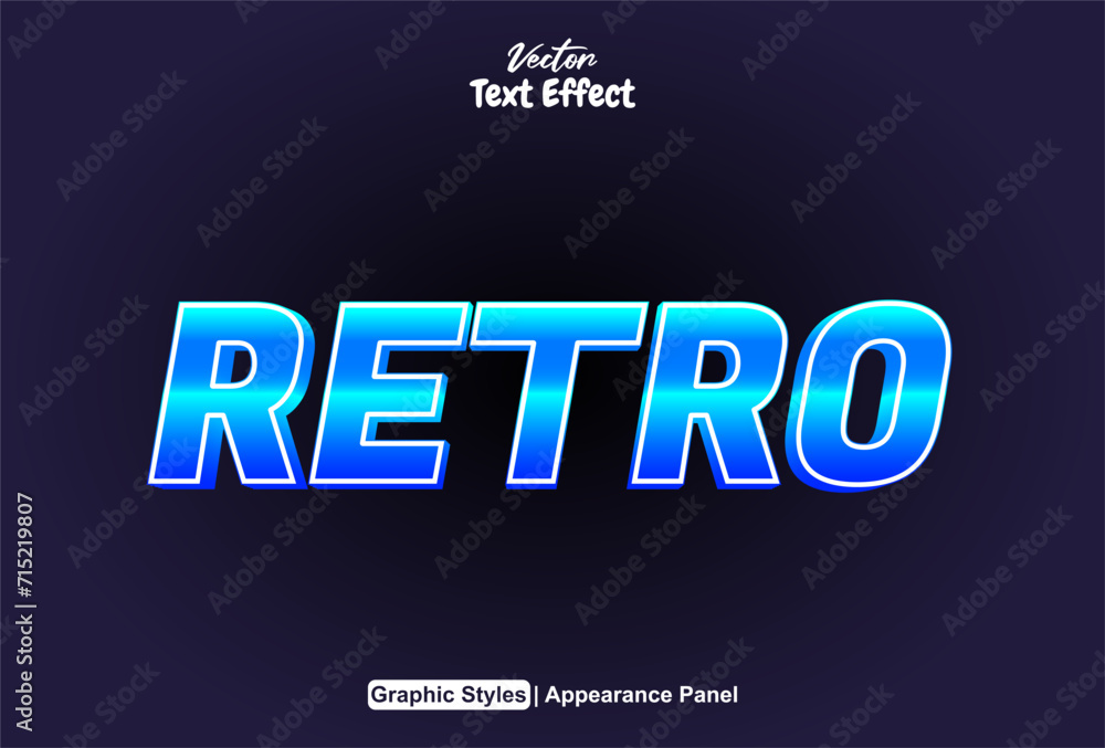 Poster retro text effect with blue graphic style and editable.