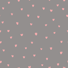 small pink hearts. gray repetitive background. valentine card. vector seamless pattern. fabric swatch. wrapping paper. design template for textile