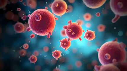 Cell background, virus cells, medical research background
