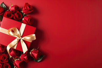 red rose and gift box with generative ai