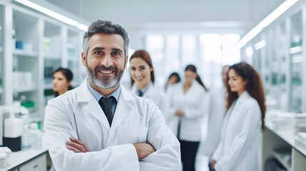 Fototapeta premium A scientist in a lab coat conducting an experiment , scientist, lab coat, experiment