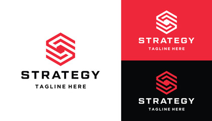 Modern Initial Letter S SS with Hexagon Line Art For Business Brand Inspiration Logo Design