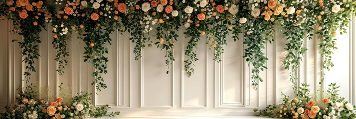 Beautiful Wedding Decoration Flowers Leaves Lamps, Background HD, Illustrations - obrazy, fototapety, plakaty