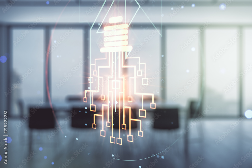 Aufkleber virtual creative idea concept with light bulb and microcircuit illustration on a modern conference r