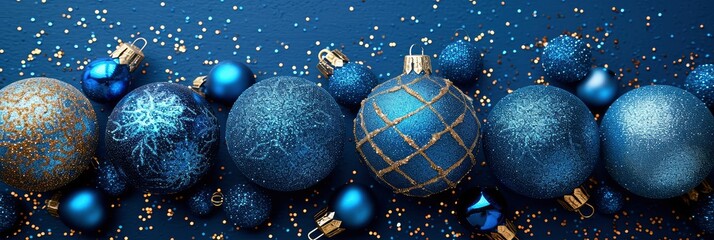 Blue Christmas Background Baubles Flat Lay, Background HD, Illustrations