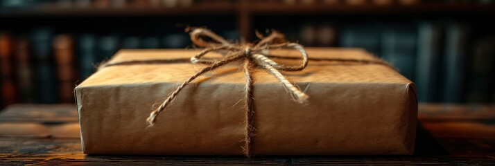 Box Wrapped Brown Kraft Paper Tied, Background HD, Illustrations