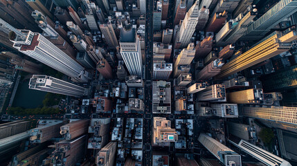 Arial view of a highly populated city - obrazy, fototapety, plakaty
