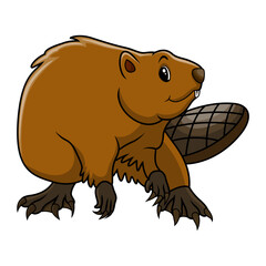 Cartoon funny beaver pose sitting - 715223805