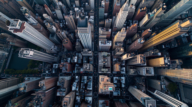 Fototapeta Arial view of a highly populated city