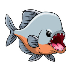 Cute piranha cartoon a swimming