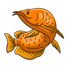 Funny cute arowana fish cartoon - 715224881